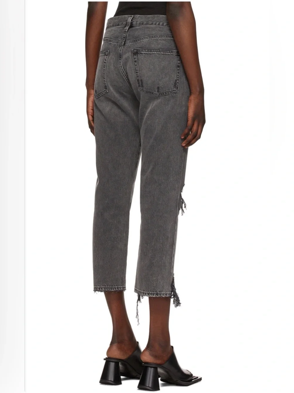 NWT FRAME Le Slouch Crop Distressed Jeans Grey Size 23 - Picture 16 of 16